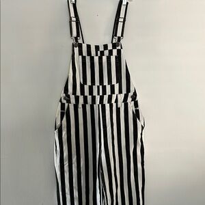 Disturbia Black & White Striped Overalls